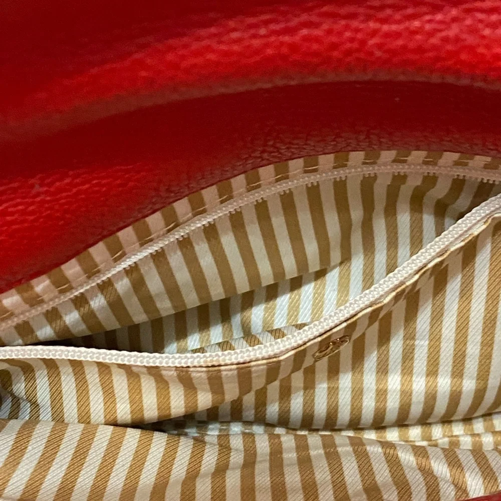 Kate Spade Vintage and Stunning Vibrant Red Leather Bag and Twilly